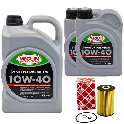Motoröl Set Syntech 10W-40 Meguin 7 Liter + Ölfilter für Hyundai Equus 4.6 V8 VI