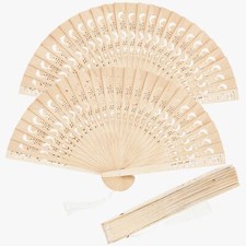 3Pcs Sandalwood Hand Fan Wooden Folding Fan for Wedding Favors Baby Shower