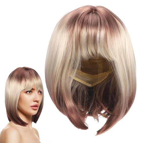 Short Straight Wig for Women: Natural Looking Synthetic Hair - Daily Party - Bild 1 von 11