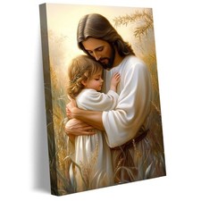 Jesus and Child Canvas Wall Art Religious Christian Home Decor Poster Print