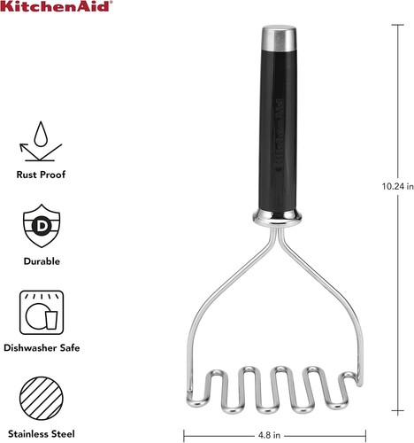 KitchenAid Gourmet Schiacciafilo in Acciaio Inox, 10,24 Pollici, Nero - Foto 3 di 6