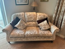 Floral Patterned Cream Three Seater Sofa