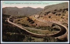 Postcard STATE HIGHWAY, BETWEEN LOS ANGELES AND SANTA BARBARA, CALIFOR   W109