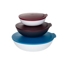 Tupperware Allegra Schüssel Set 3,5 l Weiß Blau + 1,5 l Merolt + 740 ml Weiß Rot