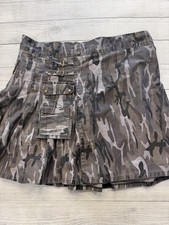 Camo Utility Kilt Mens 52 Gray Pleated Cargo Pocket Buckle Snap Wrap Skirt