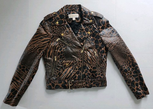 Michael Kors Motorradjacke Animal Print Lammleder - Größe M - Bild 1 von 13