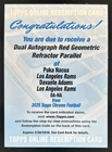 2025 Topps Chrome Davante Adams Puka Nacua Dual Auto Red Geometric Refractor #/5
