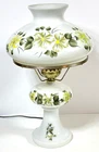 Vintage Hurricane GWTW Lamp Milk-Glass Hand Painted Floral 18.5"