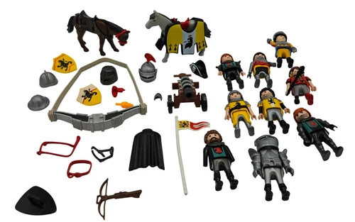 Vintage Geobra Playmobil Castle Knights Medieval Horses Crossbow Accessories Lot