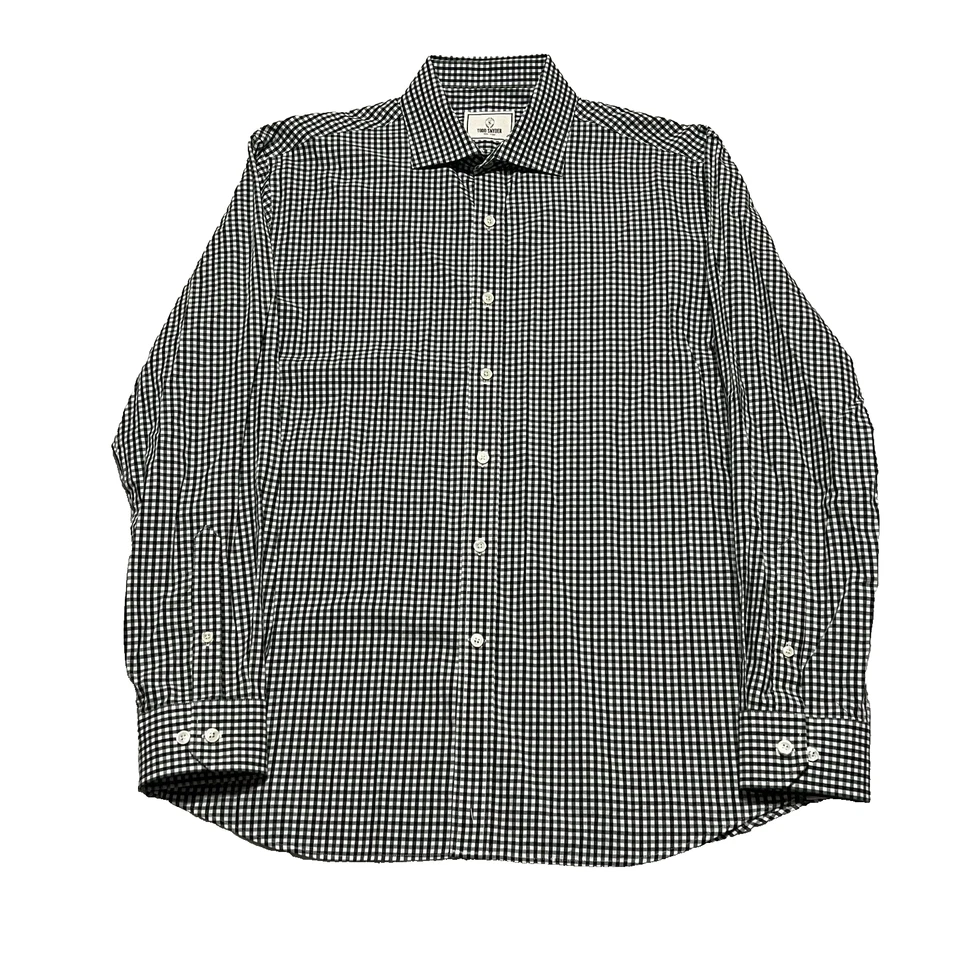 Camisa de vestir para hombre Todd Snyder 16,5 34/35 negra verde a cuadros guinga calce clásico Foto 2 de 4