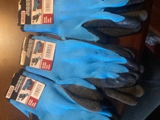 3 pairs of  Tool Bench Heavy Duty Latex Gloves - BLUE.  One size fits most.