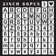 Alphabet Letter Stencils 2inch, 66 Pcs Reusable Plastic Letter Number Templat...