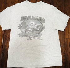 Big Bass Fishing Logo Graphic Print Gray Crew Neck Men's Short Sleeve T-Shirt L