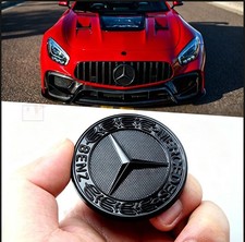 Front Hood Emblem Classic Black Flat Laurel Wreath Decal Badge For Mercedesbenz Front Hood Emblem Classic Black Flat Laurel Wreath Decal Badge For Mercedesbenz