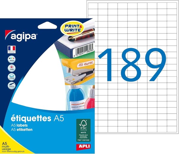 Agipa Universal Etiketten 9 X 13 Mm Weiß 3.024 Etiketten-image