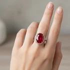 Glittering Red Rubellite Tourmaline 23.10Ct 925 Sterling Silver White Gold Rings