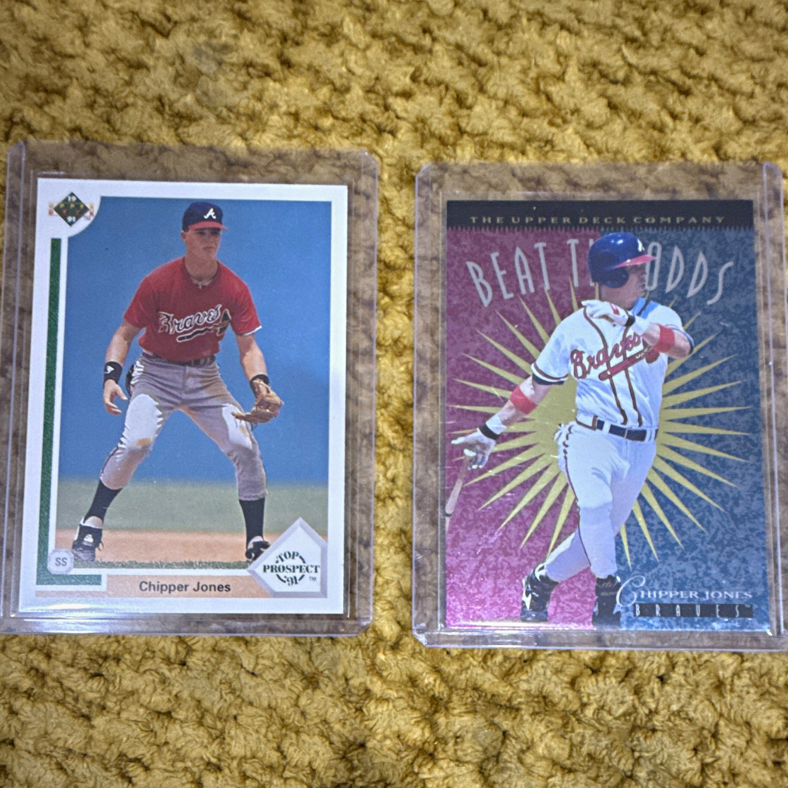 Upper Deck 1991 Chipper Jones Braves Card Lot of 2 - Top Prospect #55, #149