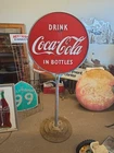 #5458 Vintage Coca-Cola Lollipop Sidewalk Sign Double Sided All Original .
