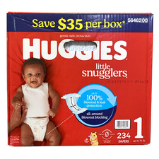 Huggies Little Snugglers Disposable Diapers, Size 1 up to 14lbs. , 234 Count