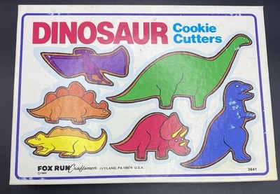 Metal Dinosaur Cookie Cutters Set of 6 Fox Run Craftsmen Vintage 1985