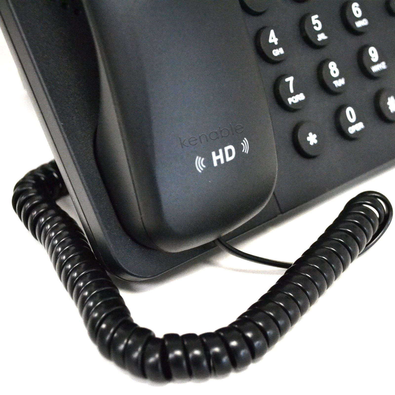 Telephone Handset Coiled RJ10 Plug to RJ10 Plug Cable Lead 2m Black