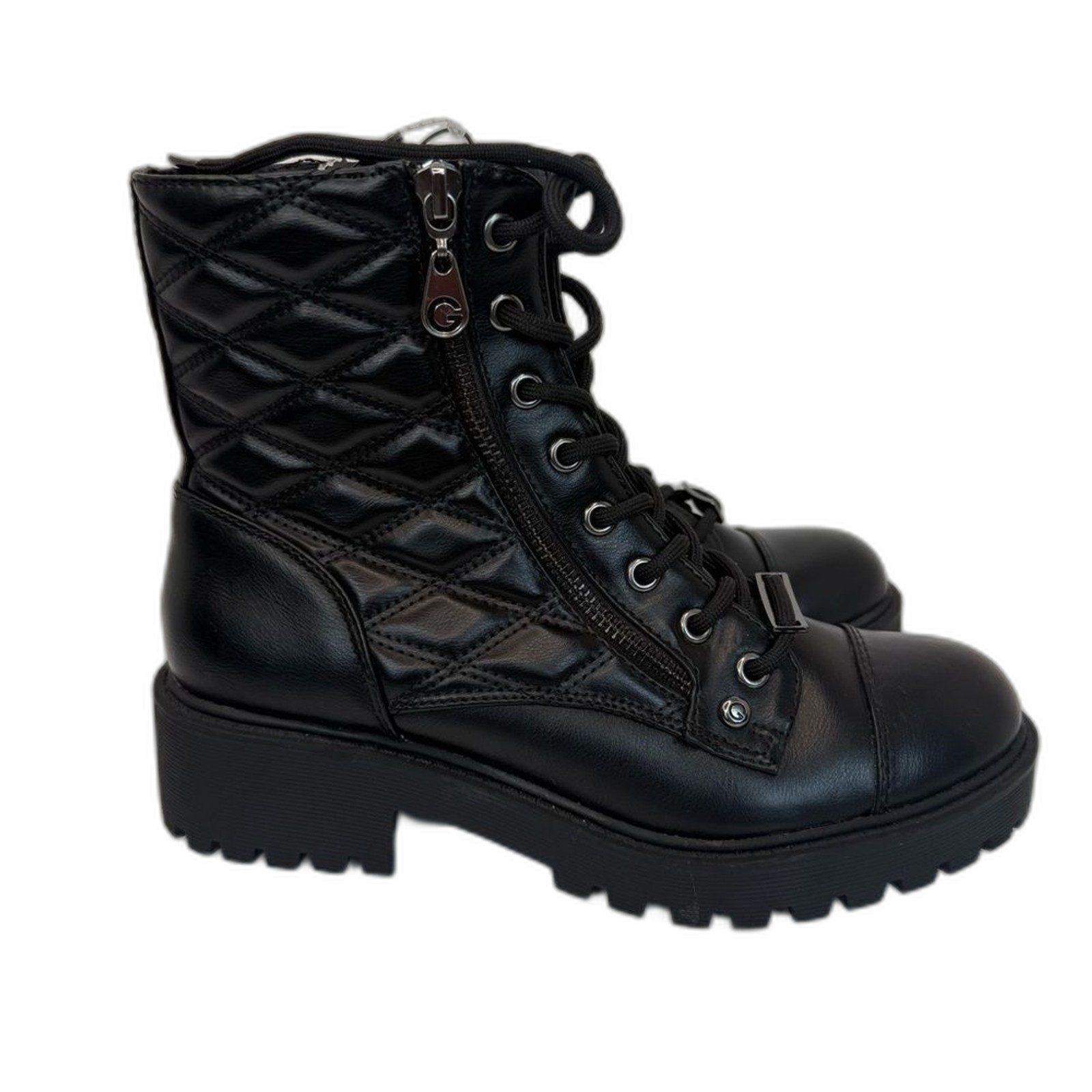 SAOLA Stivali Moto da Combattimento Trapuntati GBG Los Angeles Suola con Lacci Neri 7 5 Nuovi con etichette