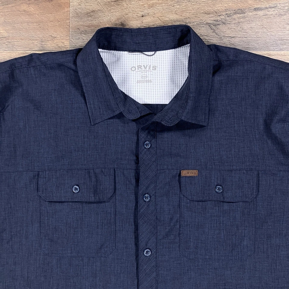 Рубашка мужская Orvis 3XL синяя с коротким рукавом функциональная на пуговицах XXXL - Изображение 2 из 4
