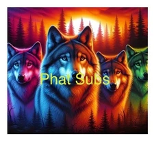 20oz Sublimation Tumbler Wrap Colorful Wolves Ready To Press Transfer