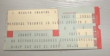 JOHNNY SPENCE ELVIS TRIBUTE RARE CONCERT TICKET STUB JOLIET, IL 10/22/1977