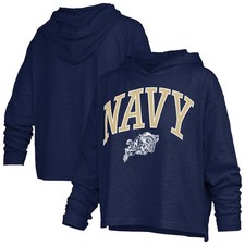 Women's Pressbox  Navy Navy Midshipmen Nelson Arch Over Logo Long Sleeve Hooded