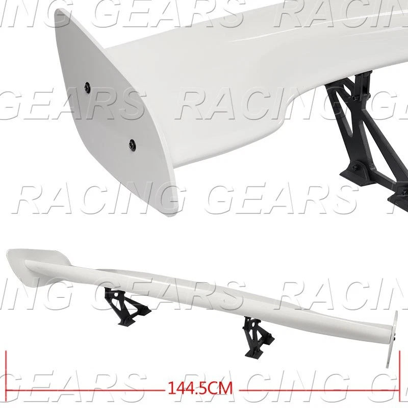 ALERÓN AJUSTABLE UNIVERSAL 57" ESTILO DRAGON-3 PINTADO BLANCO ABS GT MALETERO Foto 4 de 4