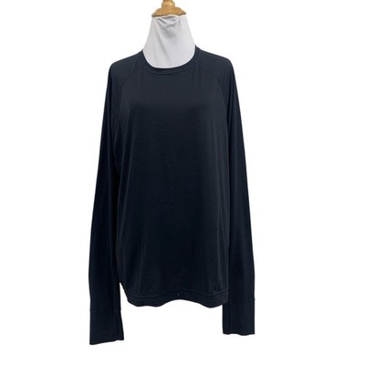 Outerknown Shirt Mens L Large Black Long Sleeve Thumbholes Crew Activewear