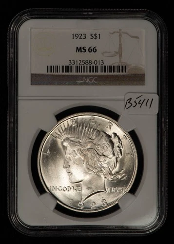 1923 $1 Silver Peace Dollar - Frosty PQ Coin - NGC MS 66 - SKU-B5411