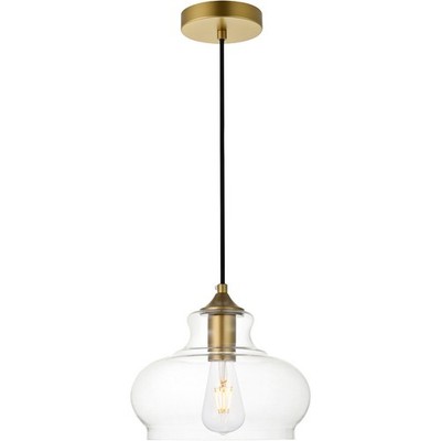 Elegant Lighting LD2246BR Brass 1-Light 9''W Mini Pendant w/Clear Glass
