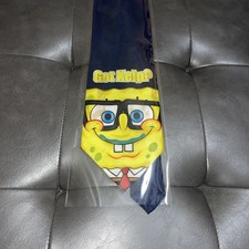 Vintage Nickelodeon SpongeBob Necktie Mens Blue Shirt Tie 2003 Cartoon Got Kelp 