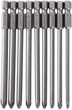 9 Pieces Long Phillips Screwdriver Bit Set 1/4 Inch Hex Shank S2 Steel Cross Hea