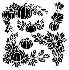 Really Great Stencils, Pumpkins  Autumn Leaves Stencil, 8x8", Fall Decor, Leaf