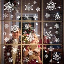 NEWMIAO 438Pcs Snowflake Window Cling Stickers for Christmas Decorations, 10 ...