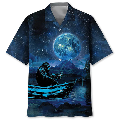 Bigfoot Fishing Relax Hawaiian Shirt, Funny Hawaiian Shirt