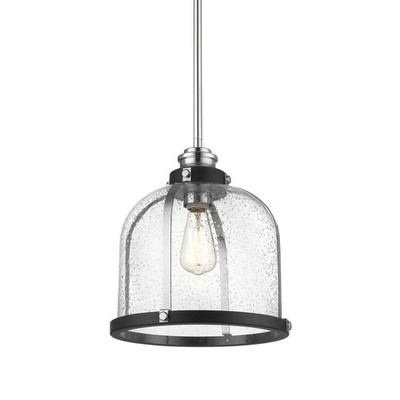 Z-Lite 337P12 Chrome/Black Burren Single Light 12-1/8''W Pendant