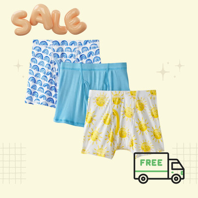 SALE-Little Sleepies Rainbows Sunshine 3 Pack Boys Boxer Briefs Bamboo Underwear