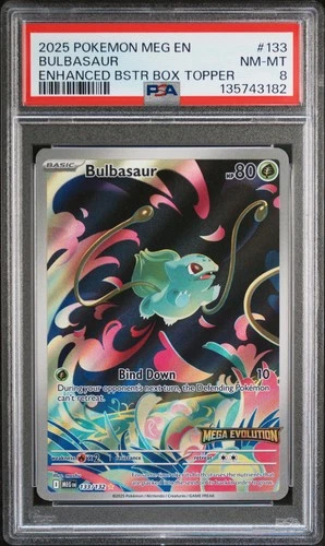 2025 POKEMON MEG EN-MEGA EVOLUTION ENHANCED BOOSTER BOX TOPPER BULBASAUR PSA 8
