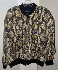 Nwot Silk Club Snake Skin All Over Print Size S Full Zip Bomber Designer Jacket