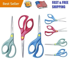 True Left-Handed Scissors - 8 Inch Stainless Steel Set of 3 for Easy Cutting