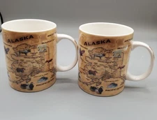 Artic Circle Enterprises Alaska Mug Map Wildlife. Lot Of 2. T#3