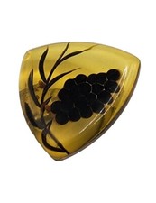 Vintage Apple Juice Bakelite Grapes Leaves Floral Reversed Carved Dress Fur Clip