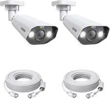 ZOSI 8MP 4K 2pk PoE IP Smart Human/Vehicle Detect Cameras Spotlight Siren Add-on