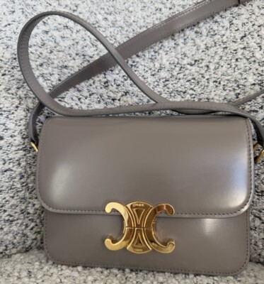 Celine Teen TRIOMPHE BAG IN SHINY CALFSKIN In Excellent Condition, Pebble