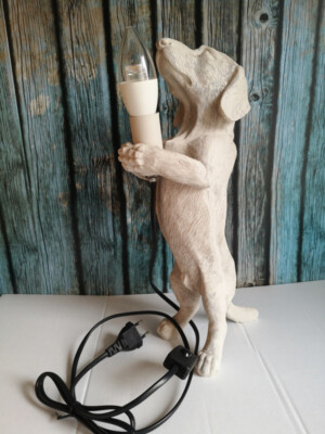 Tischleuchte ''Dackel'' Dachshund Nachttischlampe, beige Lampe Dekolampe 203794