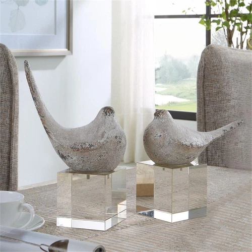 Uttermost Better Together Polyresin Bird Sculptures in Gray/Silver (Set of 2) - Picture 2 of 3